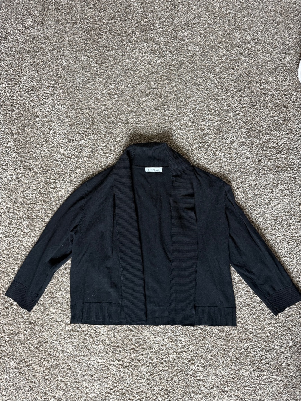 Calvin Klein Black Open-Front Lightweight Cardigan